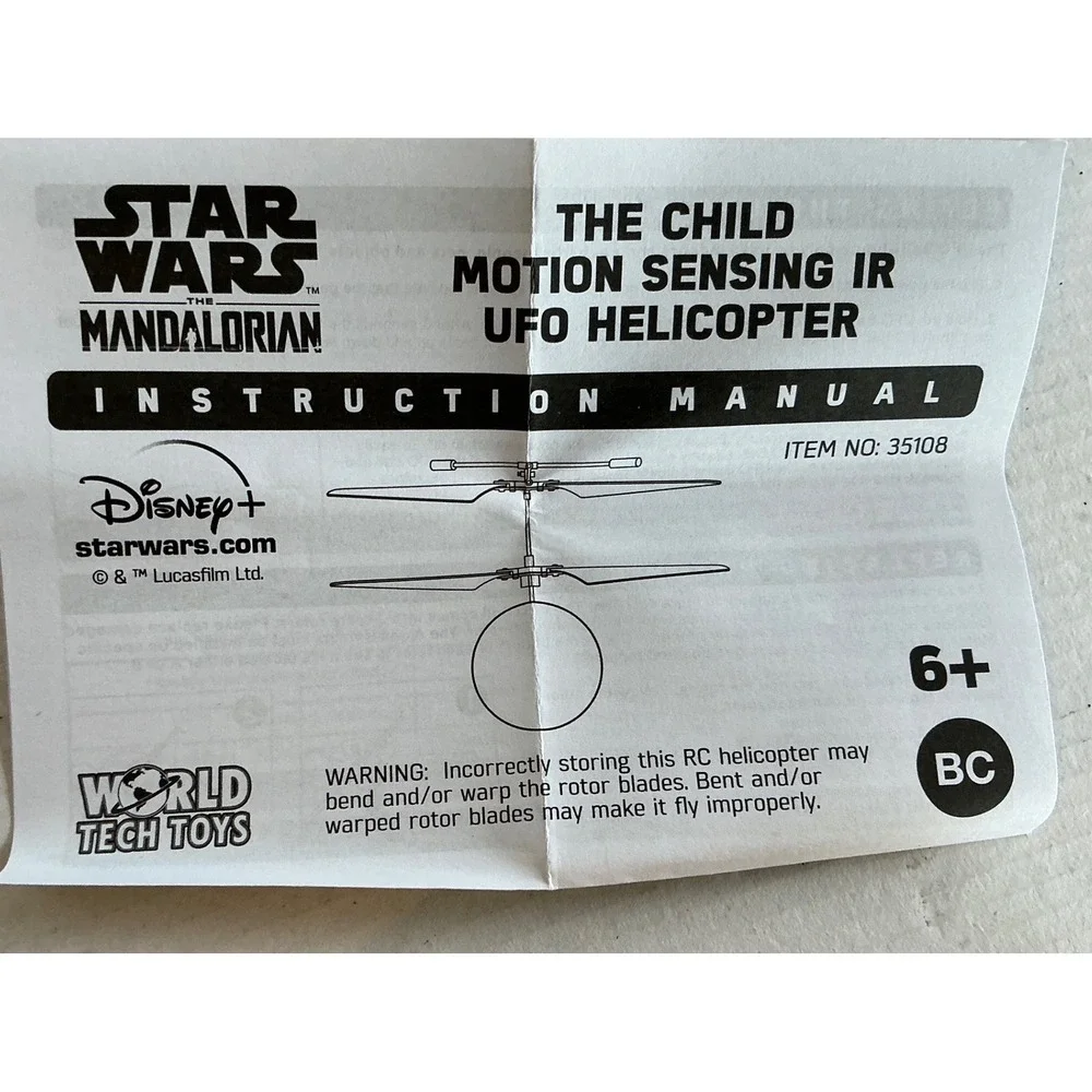World Tech Toys Star Wars The Mandalorian The Child Motion Sensing IR Helicopter
